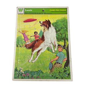 Vintage 1980 Whitman Lassie Cardboard Board Puzzle, 12 pcs, Toy